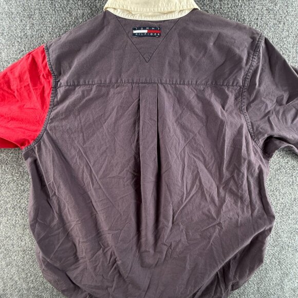 VTG Tommy Hilfiger Women Colorblock Button Up Shirt Size 14 Colorful Y2K 90s - Picture 14 of 16
